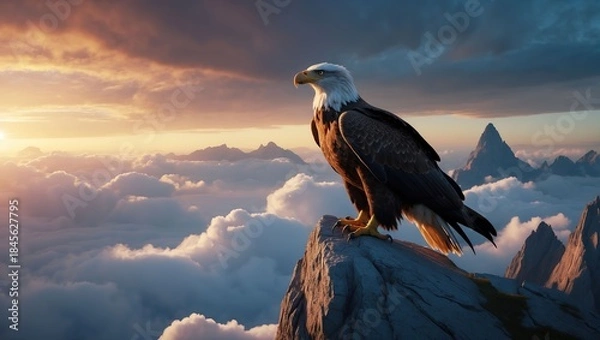 Fototapeta Majestic eagle at sunset