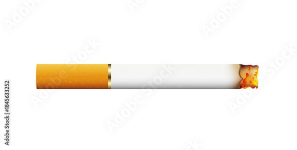 Obraz Burning Cigarette Isolated on Transparent Background PNG Image