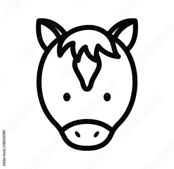 Fototapeta 馬の顔のシンプルなアイコンのイラスト