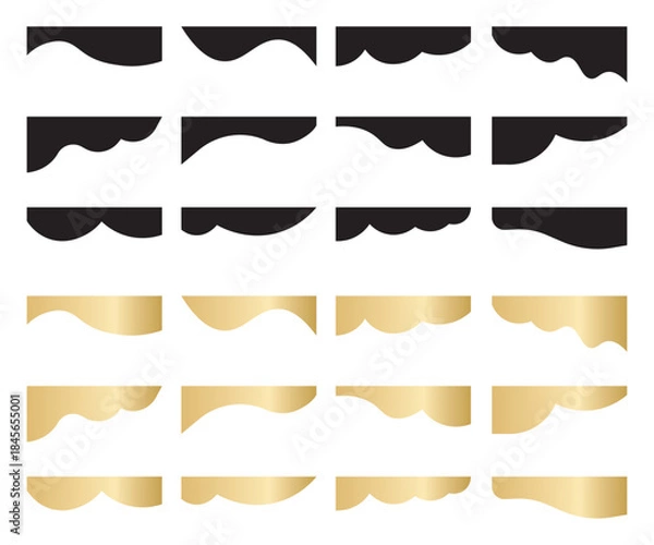Obraz Abstract Wavy Border Vector Set Black and Gold