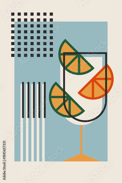Obraz Retro Geometric Cocktail and Drink Vector Illustration Collection