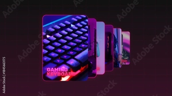 Obraz Neon Bright Glowing Carousel Multi Panel Slideshow