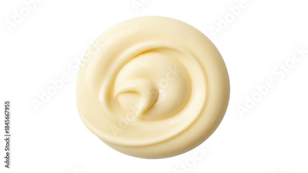 Fototapeta Swirl of creamy mayonnaise isolated PNG on transparent background, condiment for sandwiches and salads, rich and smooth texture