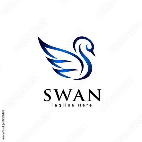 Obraz Abstract flying swan logo