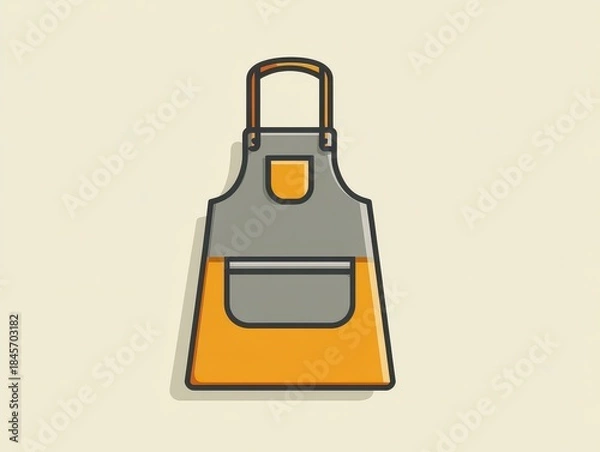 Fototapeta Simplified illustration of a kitchen apron with an orange-colored lower section, a gray upper, and a pocket. It has a minimalist design