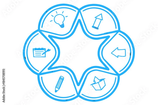 Obraz Flat Vector Circular Process Diagram with Six Segments — Modern Minimal Infographic Design