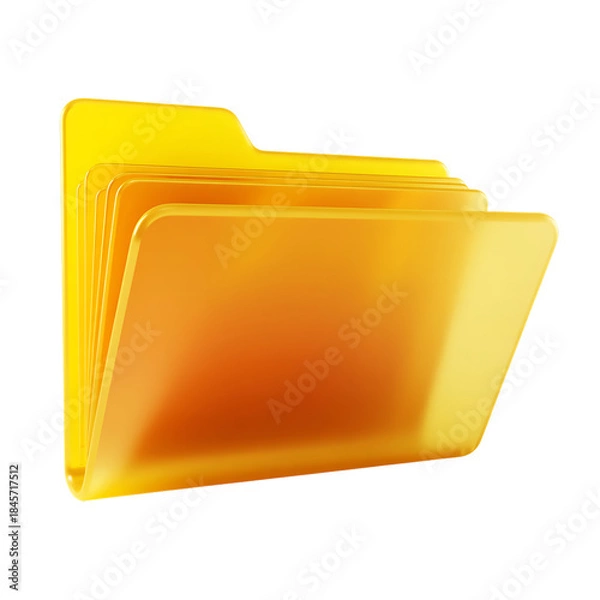 Obraz Yellow translucent folder icon with multiple pages isolated on a transparent background