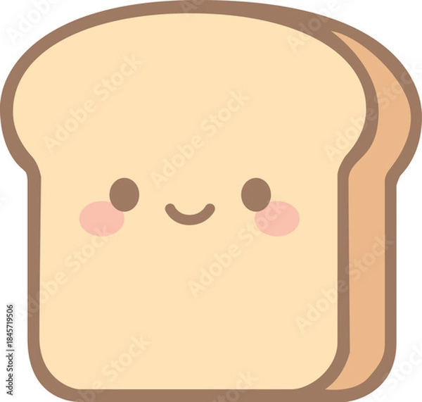 Obraz Cute Bread Slice Cartoon Illustration
