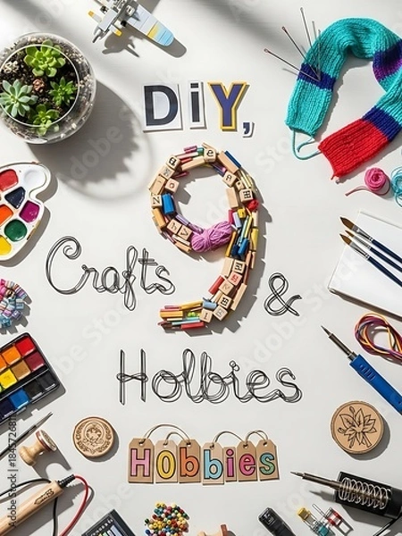 Obraz Creative DIY Crafts and Hobbies Setup with Tools and Materials
