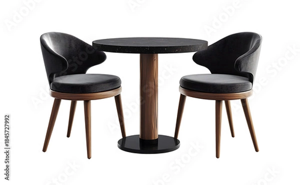 Obraz a round dining table with chairs isolated on a transparent background 