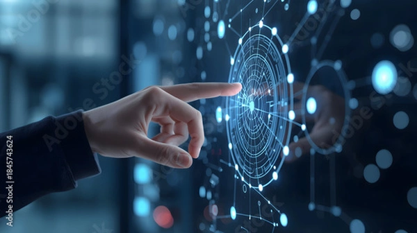 Obraz hand pushing a button on a touch screen interface