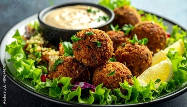 Obraz Falafel mit Taboulé und Blattsalat (Orient)