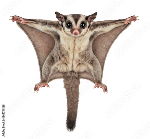 Obraz Sugar Glider or Petaurus breviceps Flying or Gliding cut out