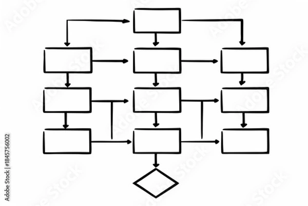 Obraz Flat Vector Flowchart with Rounded Rectangles and Arrows — Clean Professional Infographic Design