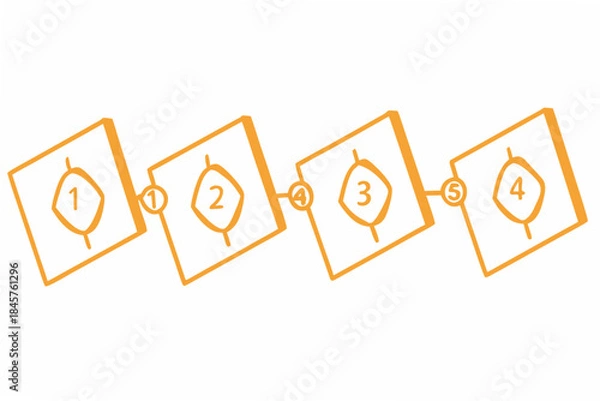 Obraz Flat Vector Step Process Infographic with Numbered Blocks — Clean Corporate Horizontal Design