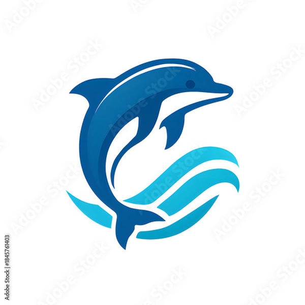 Obraz Dolphin leaping over a stylised wave



