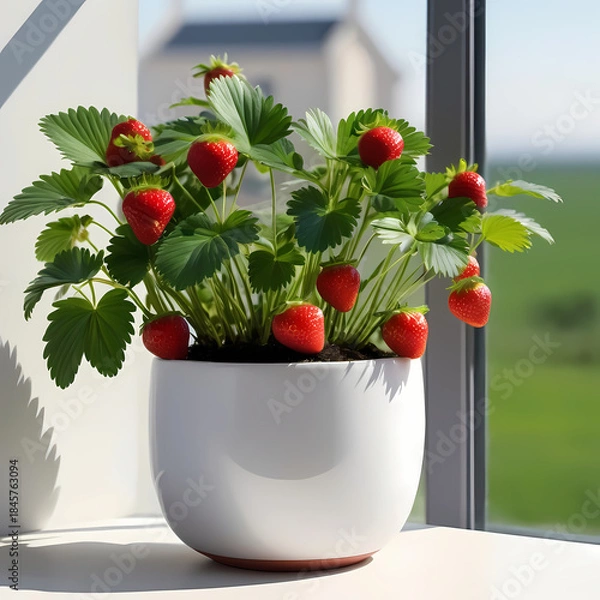 Fototapeta red flower pot