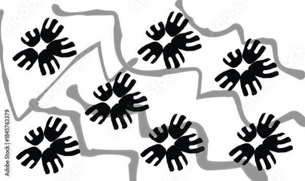 Obraz abstract Interconnected Hands and Social Unity background  vector