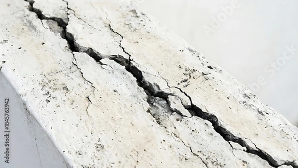 Obraz Close Up of Cracked and Crumbling White Painted Wood Surface Showing Signs of Age and Deterioration