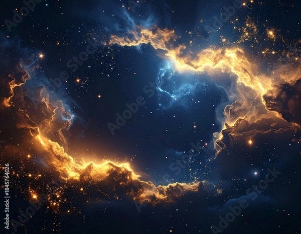 Obraz “Stellar Inferno – Radiant Nebula with Fiery Cosmic Clouds and Deep Space Stars”