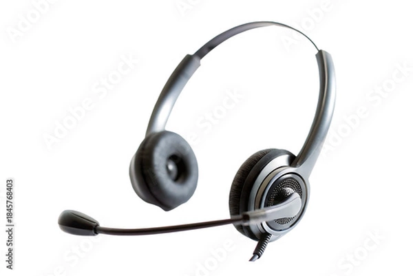 Obraz Modern headset with microphone isolated on white background