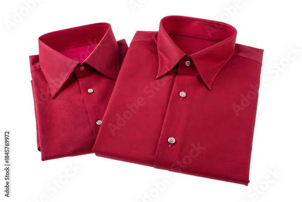 Obraz Two red shirts with embossed pattern isolated on white background