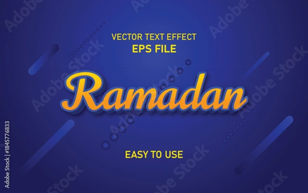 Obraz Ramadan text effect with blue gradient background