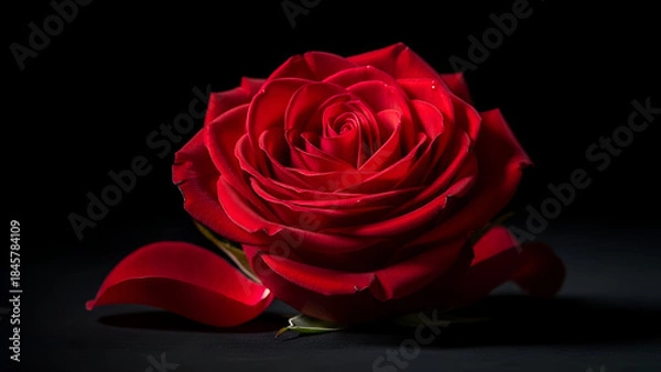 Obraz Red Rose Bloom on Dark Background