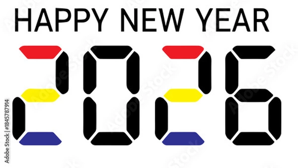 Fototapeta Happy new year celebration digital countdown greeting card design graphic element festive countdown holiday announcement seasonal event future calendar date twenty twenty six