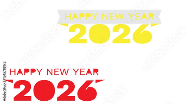 Fototapeta Happy new year 2026 celebration greeting banner design festive holiday announcement graphic seasonal event party countdown future calendar date