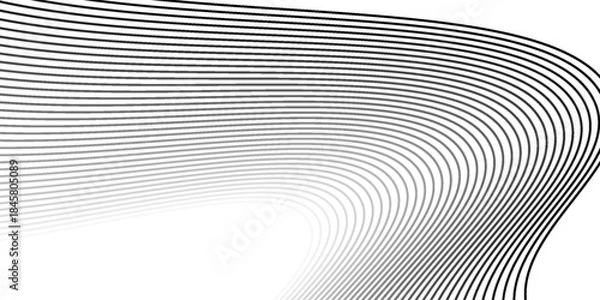 Obraz Black wavy line on white background vector seamless pattern abstract.