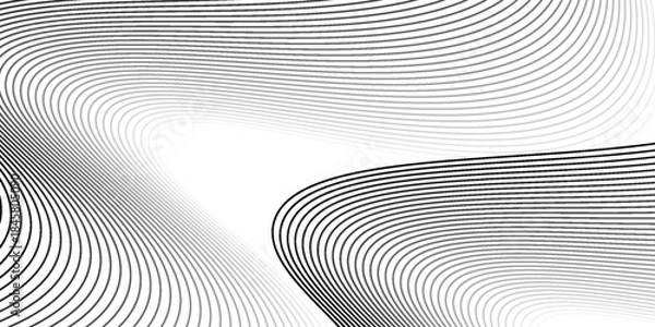 Obraz Black wavy line on white background vector seamless pattern abstract.