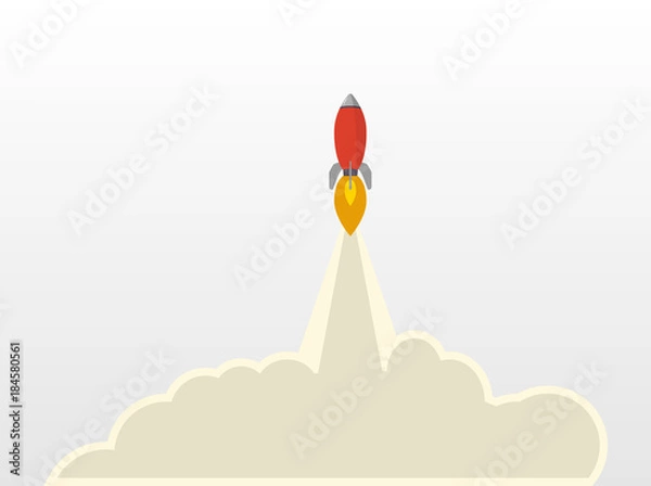 Fototapeta Space rocket launch. Business concept startup flat style. Vector illustration.