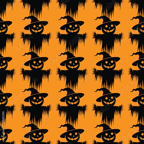 Fototapeta scarecrow seamless pattern for background, texture, fabric motif, gift wrapping, wall decoration