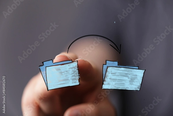 Obraz Image depicts data transfer, file sharing, digital archiving, document management, and workflow optimization.