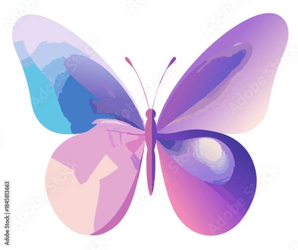 Obraz Holographic Liquid Gradient Butterfly Vector Art.