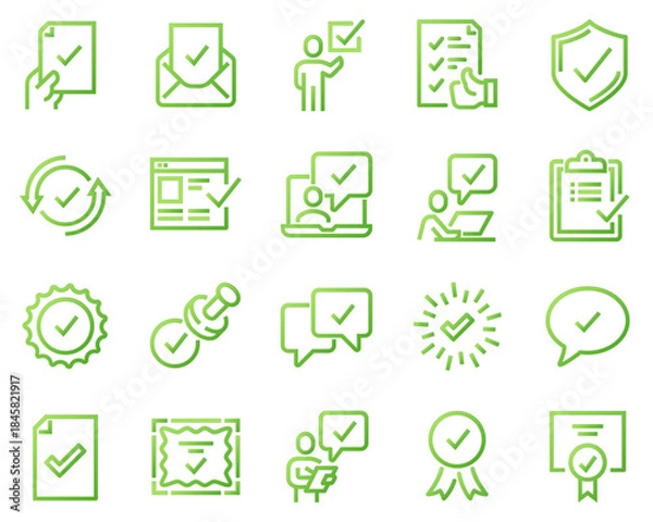 Fototapeta Simple Set of Approve Related Vector Line Icons.