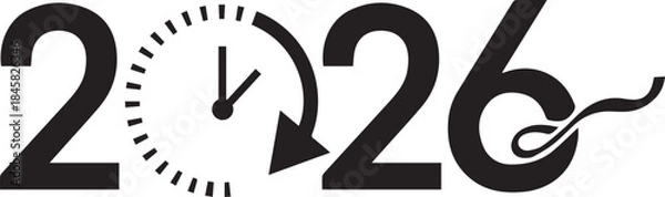 Obraz 2026 year concept with clock countdown symbolizing time, future planning and new beginnings