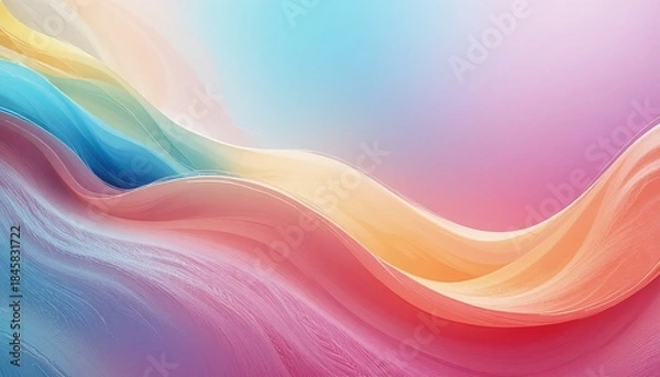 Fototapeta Smooth curves and gentle gradients in a vivid pastel color scheme adorn this contemporary abstract backdrop.