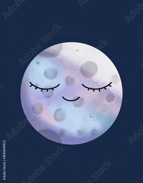 Obraz Calm moon character resting peacefully
