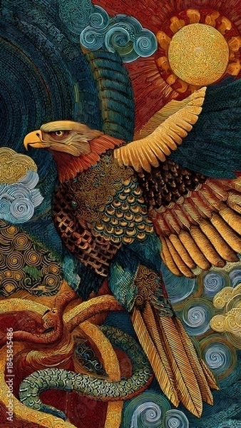 Obraz an eagle hunting a snake