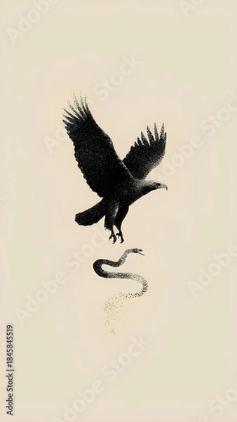Obraz an eagle hunting a snake