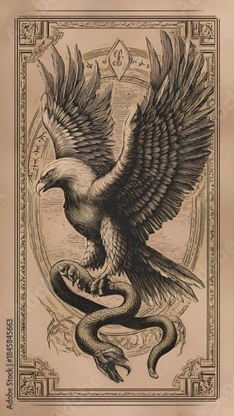 Obraz an eagle hunting a snake