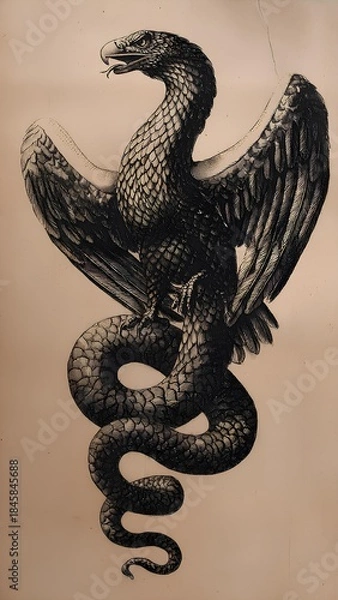 Obraz an eagle hunting a snake