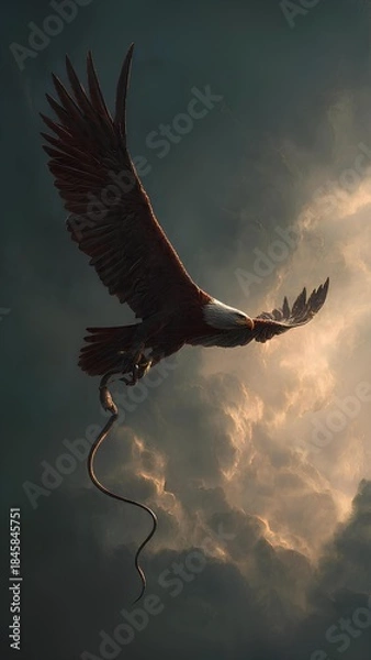 Obraz an eagle hunting a snake