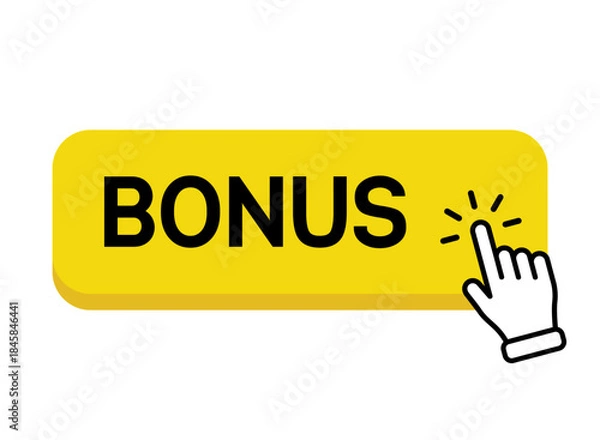 Obraz Bonus button with hand mouse cursor click icon.Vector illustration.