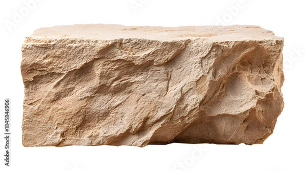 Obraz Rough sturdy sandstone block platform isolated on transparent background