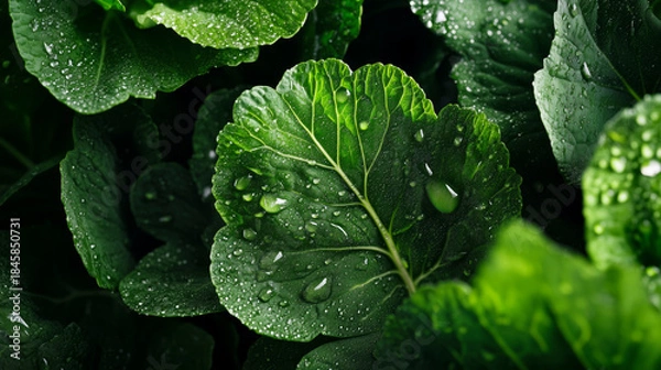 Obraz Healthy background of cruciferous cabbage family, vibrant emerald greens and natural textures