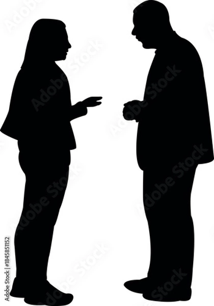 Obraz a couple making chat, silhouette vector