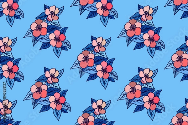 Obraz Vector seamless spring pattern with apple blossoms Основные RGB